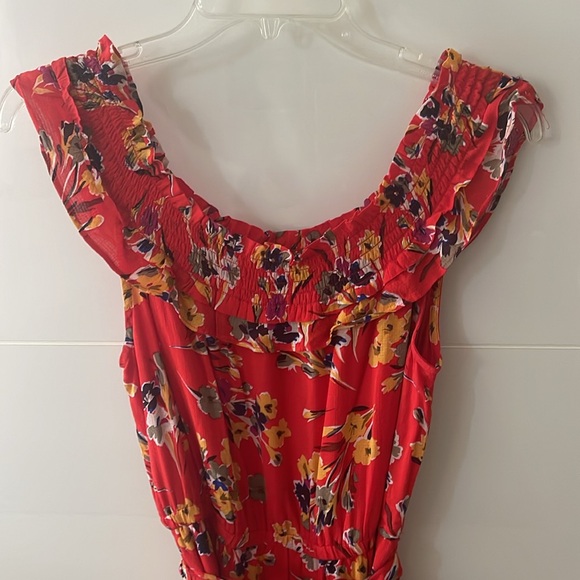 Anthropologie 47 of 52 Conversations Floral Dress  Size 6 Red Ruffle - Picture 6 of 9